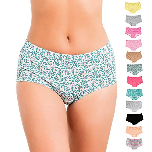 Alyce Intimates 12 Pack High Waisted Cotton Boyshort Medium