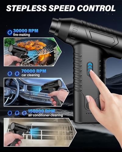 Miniatura 3 de Akdomart Soplador De Aire Para Pc, 110000 U Min Alta Velocidad Aire Comprimido Limpieza Pc Air Duster, Plumero Electrico Usb Recargable Ak-01 Con Batería De 6000mah Para Computadora Portátil, Teclado