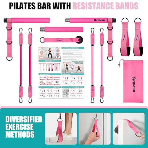 Ayombo Pilates Bar Kit with Resistance Bands, Adjustable Pilates Equipment for Legs, Hip, Waist, Arm, Squats Exercise Equipment for Home Gym Workouts, 3-Section Pilates Bar Kit for Women & Men by Ayombo - Image 7