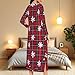 Women's Christmas Nightgown Zipper Front Loose Long Sleeve Nightshirt Split Side Pajamas Dress Sleepwear with Pockets