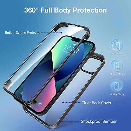 KKM iPhone 13 Case, Full Body Rugged Case with Built-in Screen Protector & Tempered Glass Camera Lens Protector, Shockproof Bumper, Crystal Clear, Anti-Yellowing Cover for iPhone 13 6.1-Inch 2021 by KKM - Image 5