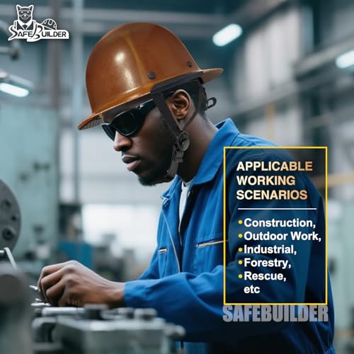 SAFEBUILDER Fiberglass Hard Hats Type 1 Class G Full Brim Fiber Safety Helmet 6-Point Suspension Lightweight Construction Outdoor Work ANSI Approved (VG2 Fiberglass Hard Hats Brown)