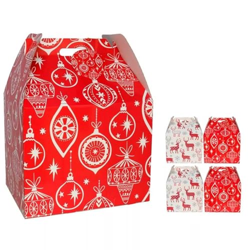 ACAN Tradineur - Pack de 4 cajas de cartón para Lote de Navidad, Cesta Plegable con asa, Guardar Regalos, Botellas Vino, Resistente, 40 x 32 x 30 cm, diseño Aleatorio
