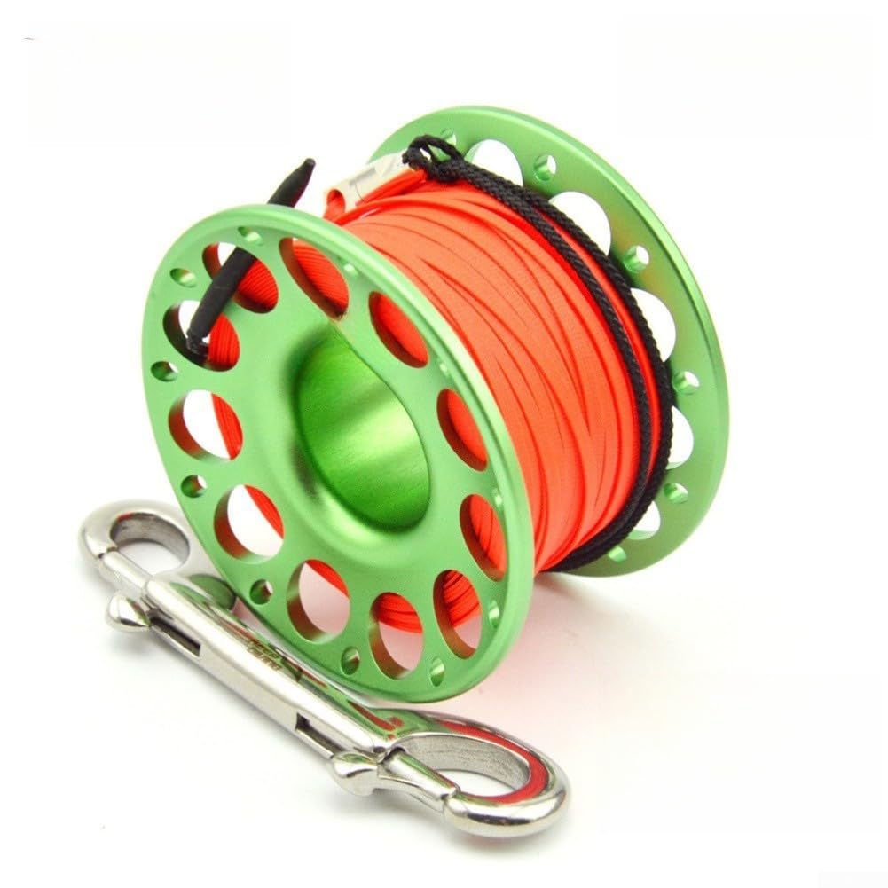Moulinet de plongée anti-corrosion 30m vert avec fil polyester et crochet 316