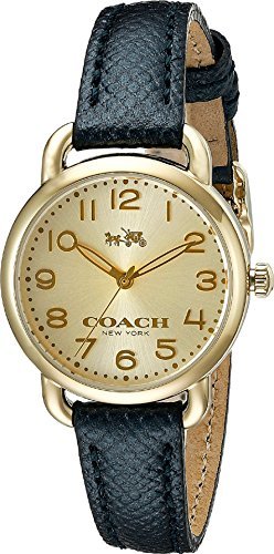 ���v COACH �R�[�` Women's Delancey 28mm Leather Strap Watch Gold Plated/Metallic Blue Watch �E�B�����Y ���f�B�[�X �����p [���s�A���i]