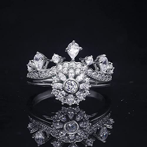 Yaresul 925 Sterling Silver Wedding Rings For Women, 5A Cubic Zirconia Flower Halo Ring, Best Friend Rings For Her Size 6 #TOP1