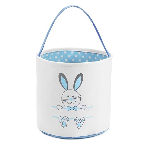 Bolsas de cesta de conejo de Pascua para niños, bolsas personalizadas para caza de huevos de huevos de conejo, cubos con estampado de conejo para