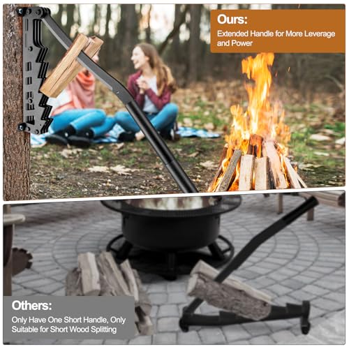 Primachen Wall Mounted Kindling Splitter, 2024 New Designed Kindling Splitter for Wood Outdoor Indoor, Manual Log Splitter Hand Firewood Splitter with Extended Handle - Thumbnail 7