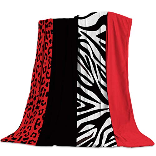 Throw Blankets Red Leopard and Zebra Animal Print Soft Breathable Warm Cozy Flannel Fleece Bed Blanket Bedspread for Home Sofa Couch Chair Living Bedroom All Seasons Use, 40x50