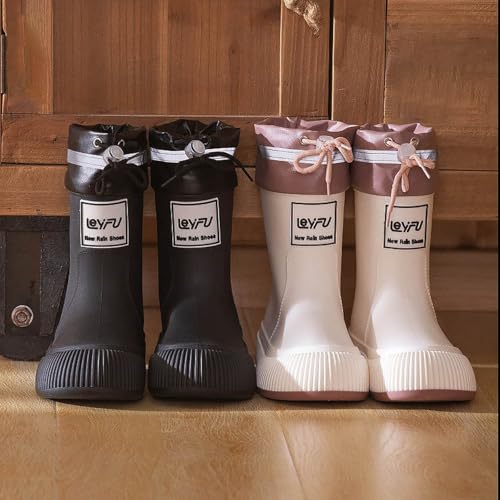 IWIHMIV Toddler Rain Boots Boys Kids Rain Boots Girls Lightweight Drawstring Boots Easy-on Outdoor Playing Rain Boot2