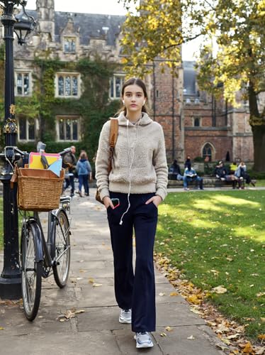 Image of 98 Degree North Women Flared Fleece Track Pants-GL1315-ALMOND