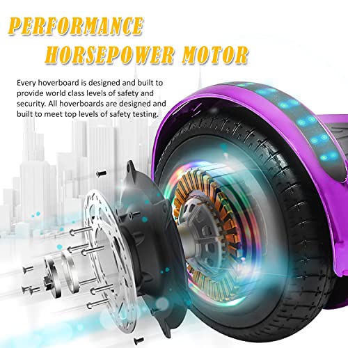 Tps Power Sports Electric Hoverboard Self Balancing Scooter For Kids And Adults Hover Board With 6.5" Wheels Built-In Speaker Bright Led Lights Ul2272 Certified (Chrome Purple) #TOP2