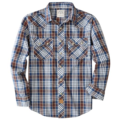 Dubinik® Freizeithemden Für Herren Westernhemd Druckknöpfen Cowboy Kariertes Baumwolle Comfort Fit Langarm Arbeitshemd