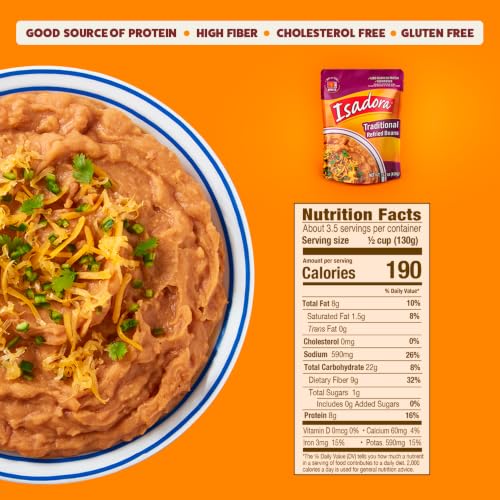 Image of Isadora Traditional Refried Beans Pouch, Mexican Food Ready-to-Eat (6-Pk)