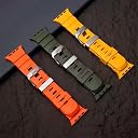 UniqTry Rocky Point Adventurous Rugged Silicone Watch Strap Band Compatible with 42/44 / 45/46 / 49mm Bands With Titanium Metal Buckle For Apple Watch ultra 3 2 11 10 9 8 7 6 5 4 SE 3 - Off White gallery image