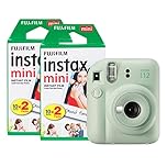 Fujifilm Instax Mini 12 - Fotocamera istantanea con confezione da 40 pellicole, colore: Verde menta
