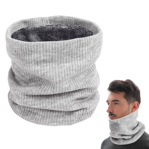 Jinlaili Tour de Cou Cache Cou Polaire Echarpe, Unisexe Écharpe Snood, Cache-cou Cache-col Tricoté, Hommes et Femmes-Cou Gaiter, Polaire DoublureTricoter Cache Cou pour Sports de Plein Air (Gris)