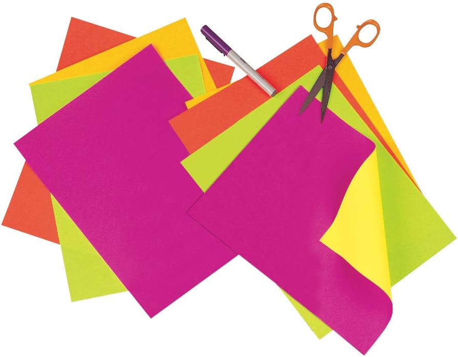 UCreate Neon Art Paper, 5 Assorted Colors, 9" x 12", 20 Sheets
