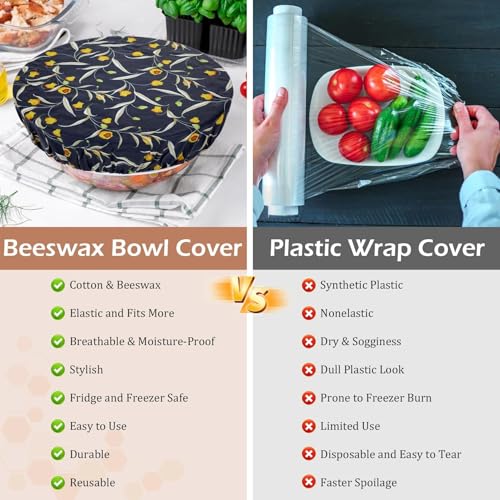 5Pcs Reusable Beeswax Elastic Bowl Covers for Bread Proofing and Food Cover - image 7