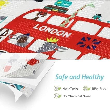 Image of WENGTY Double Sided Waterproof Baby Play Mat, Reversible Design, Extra Large Cushioned Surface, BPA-Free Foldable Foam, Multicolor, 200cm x 150cm
