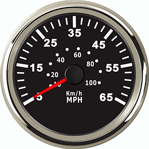 Compteur de vitesse 85mm pour bateau et yacht noir inox 0-100 km/h
