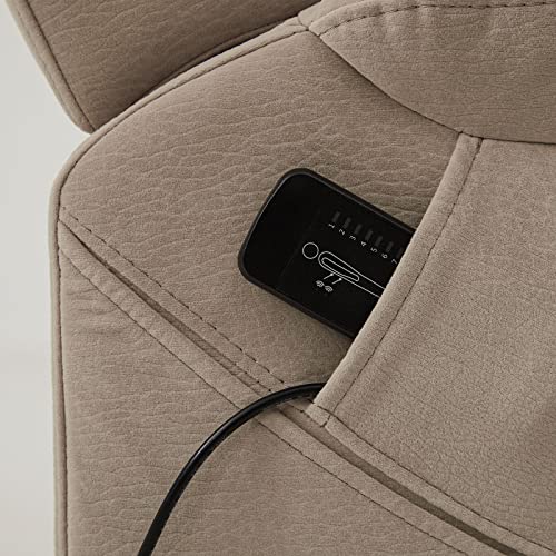 Gold Thumb Dual Motor Lift Chair Infinite Position Power Recliner For Elderly Electric Chair With Vibration Massage And Heating Matte Velvet Cup Holder Add Pillow 9196(Pale Brown) #TOP5