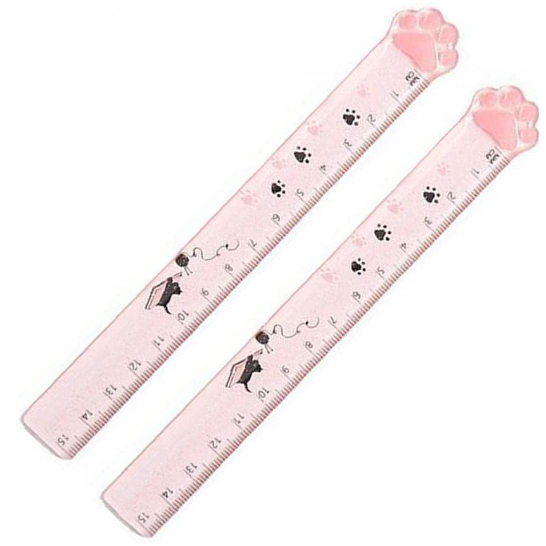 Pinicecore 2 Pcs Cute Kitty Cat Paw Straight Ruler Kawaii Stationery Funny Drawing Gift Korean Office School