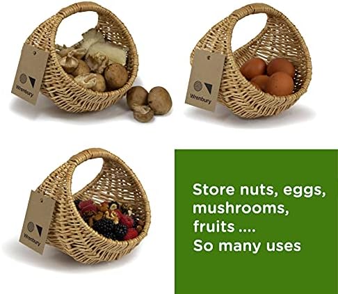 Wrenbury Small Egg Collecting Basket, Buff Natural Willow Basket |Mushroom Basket Nut Harvesting Basket Perfect for Foraging Mushrooms, Berries and Nuts
