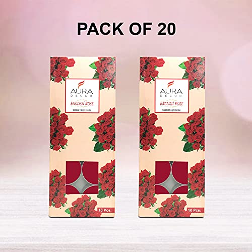 Image of AuraDecor Scented Tealight Candles, Pure Wax 20 Pcs (English Rose)
