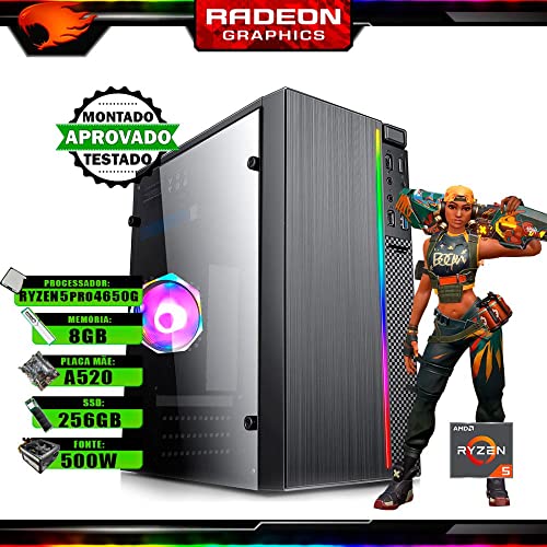 Pc Gamer G-fire Htg-762 Amd Ryzen 5 Pro 4650g 8gb (radeon Graphics 2gb) Ssd 256gb 500w