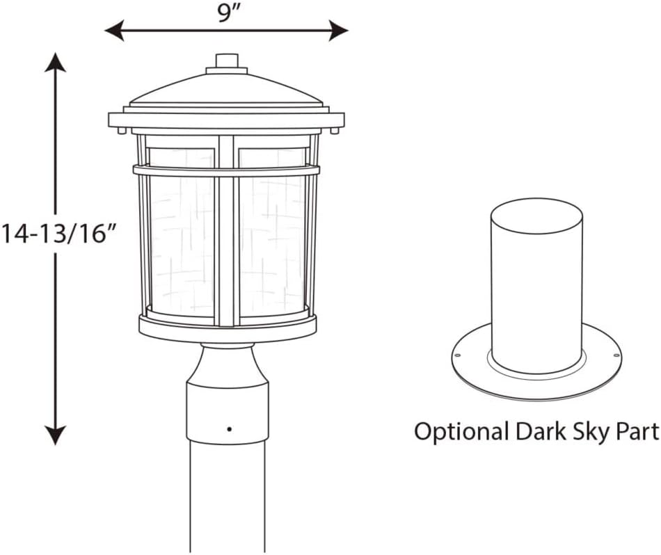 Progress Lighting P6424-3130K9 Traditional/Casual 1-9W Led Post Lantern, Black