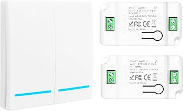 Wireless Light Switch, WiFi Switch, Smart Switch, Alexa Switch, 433Mhz 220V Wireless Switch, Remote Control Switch Range 100 m, Voice Control/Timer - E