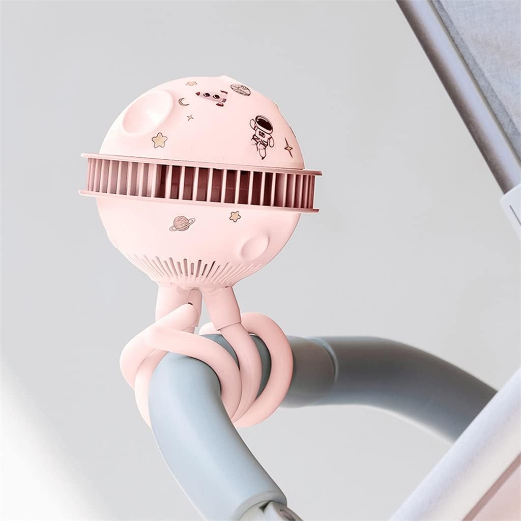 Stroller Fan Rechargeable Without Vane Kids Safety DIY Sticker Planet Fans For Children Student Gifts