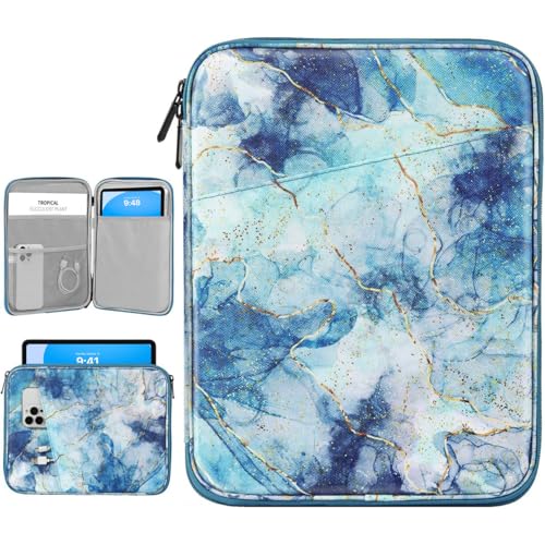 Dadanism 9-11 Pulgadas Bolsa Protectora de Tablet para iPad A16 11',iPad Air/Pro 11',i-Pad 10.ª Gen/Air 5/4 10,9',i-Pad 9/8/7.ª Gen 10,2', Galaxy Tab A9+/Tab S11 11',Tab M11/Idea Tab 11', Mármol Azul