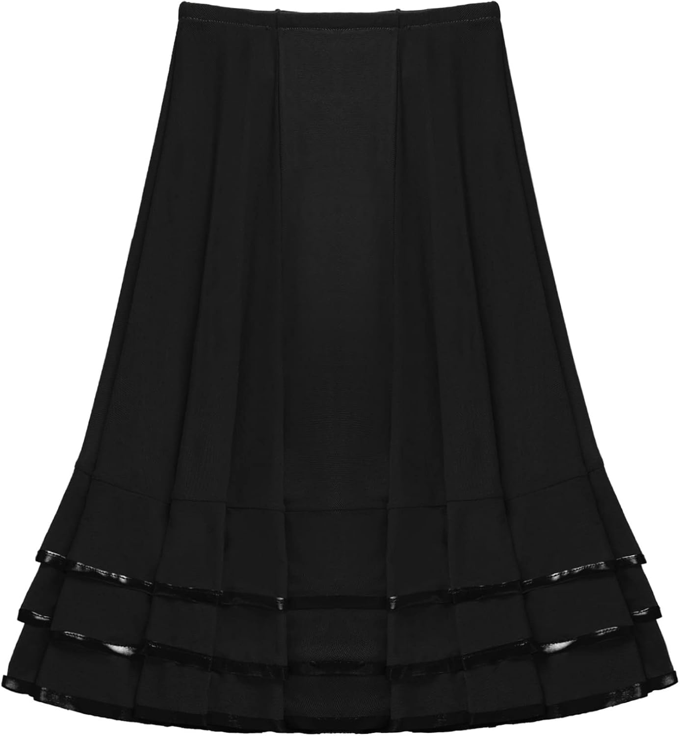 Freebily Kids Girls Mesh Ruffle Hem Midi Skirt Solid Color Tulle Dance Skirt for Lyrical Latin Dancewear Skirts