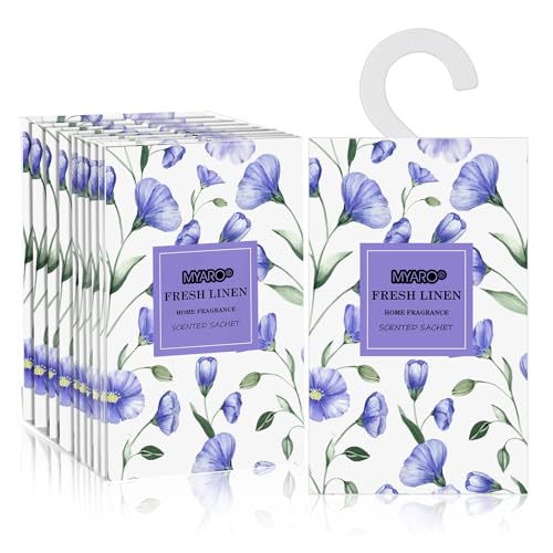 MYARO Large 12 Pcs Linen Scented Sachets for Drawer and Closet, Long-Lasting Sachets Bags Air Freshener Fresh Scents, Hanging Potpourri Bags Home Fragrance for Lover