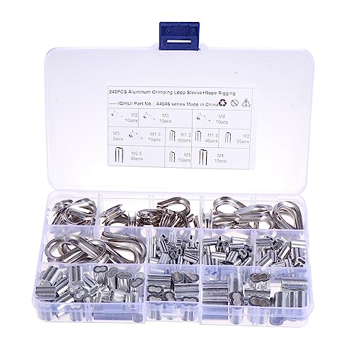 Zerodeko 240piezas Manguito De Cable De Acero Inoxidable Kit De Anillos De Corazón Ovalados Manguitos De Engarce Para Proyectos De Cableado