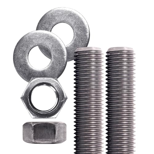 Image of Conquest Type 316 Stainless Steel Threaded Rod 1 inch-8 x 12 | (2 Pack), Coarse Threaded All-Thread Rods for Marine, Industrial, and Outdoor Use
