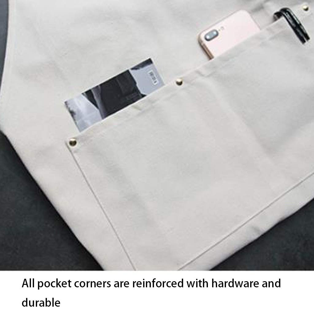 WDX- Delantal blanco floral simple moda blanco lona delantal barista pintura artesano trabajo seguridad (Talla : C)