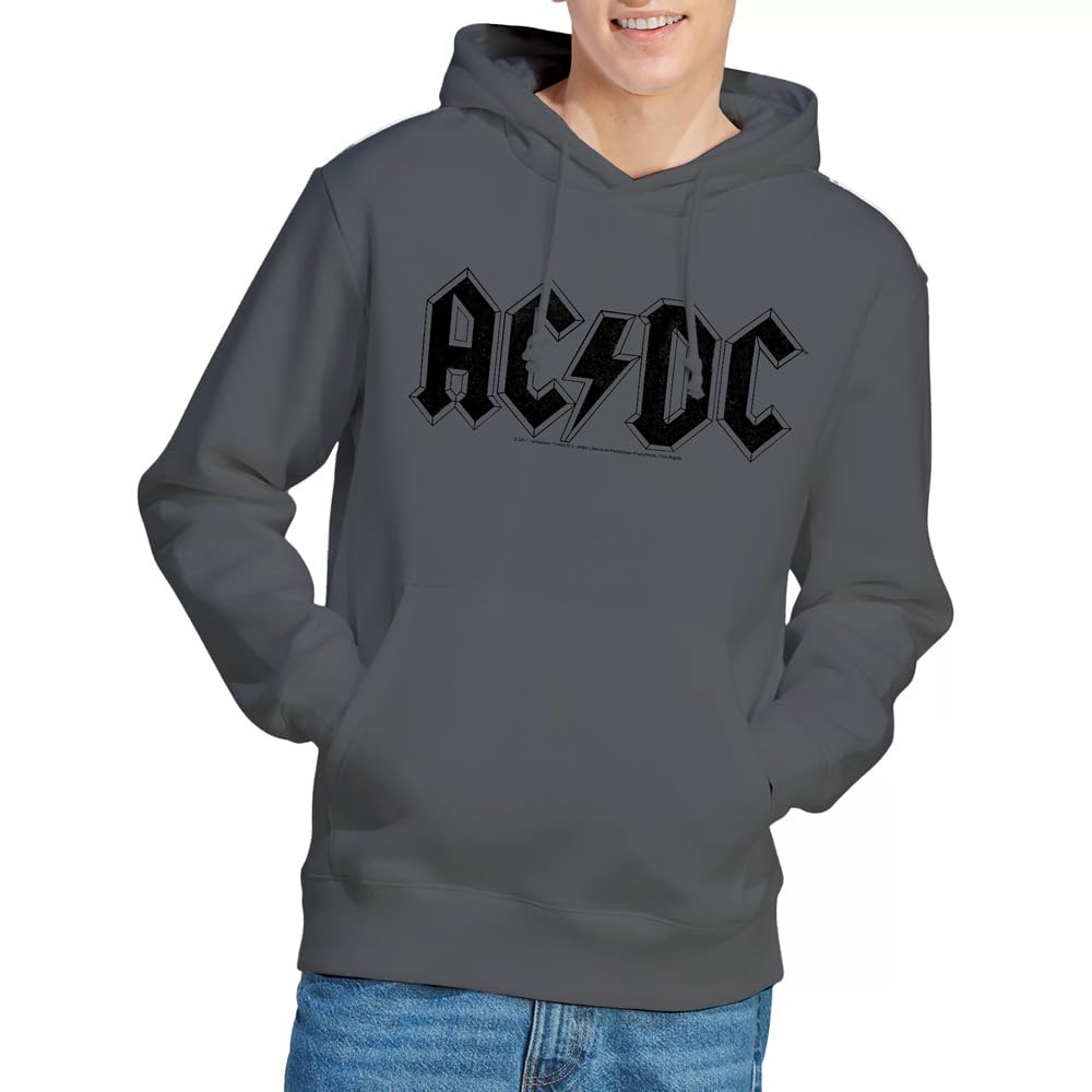 AC/DC ACDC Worn Logo Hoodie, Charcoal, Large