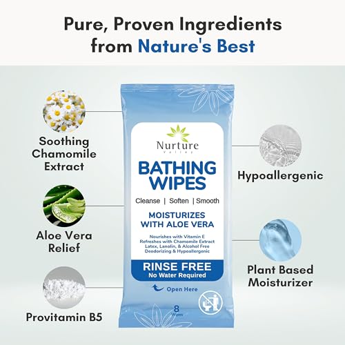 Nurture Rinse Free Bathing Disposable Adult Wipes w/Aloe Waterless -40 Pack by Nurture Valley - Image 6