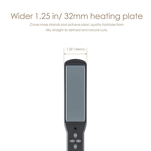 Miniatura 3 de Plancha de pelo de queratina profesional MHU de 1.25 pulgadas de ancho, plancha plana de calor instantáneo, 285 -450 , doble voltaje, apagado