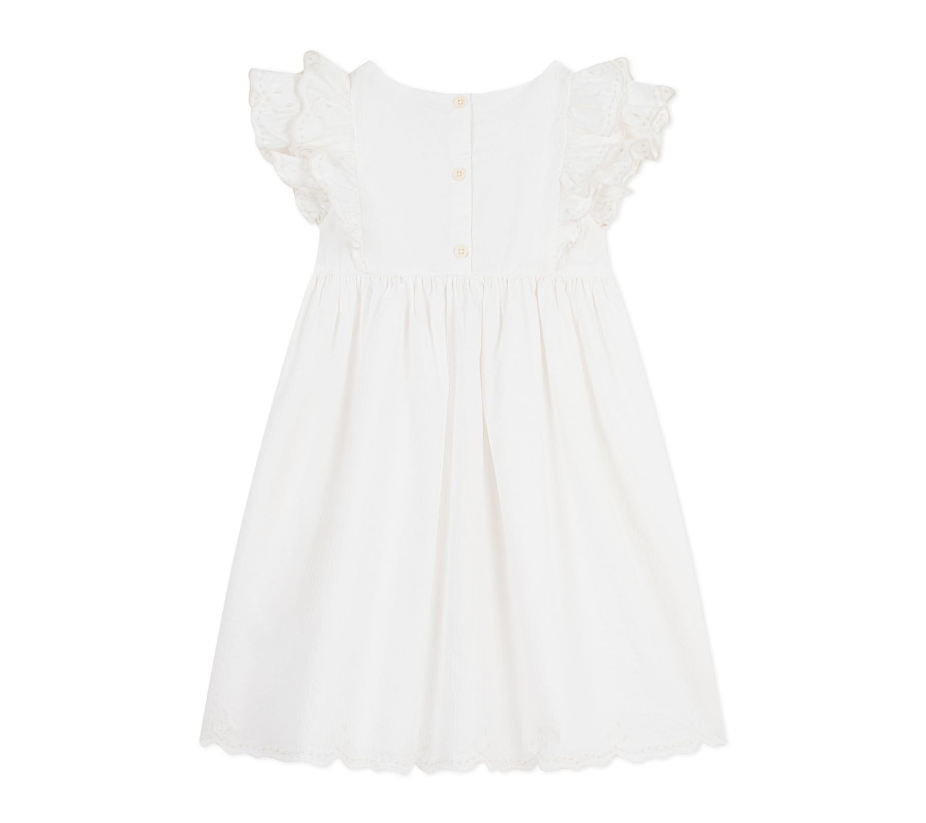Petit Bateau Abito Bambino in Cotone Manica Corta Tinta Unita, Schiuma, 4 Anni