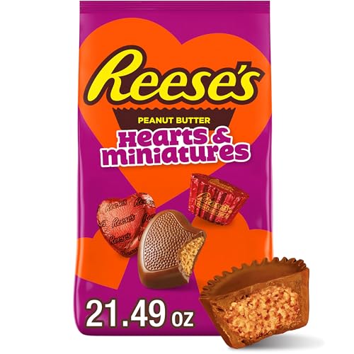 REESE'S Assorted Chocolate Peanut Butter Shapes, Valentine's Candy Bag, 21.49 oz