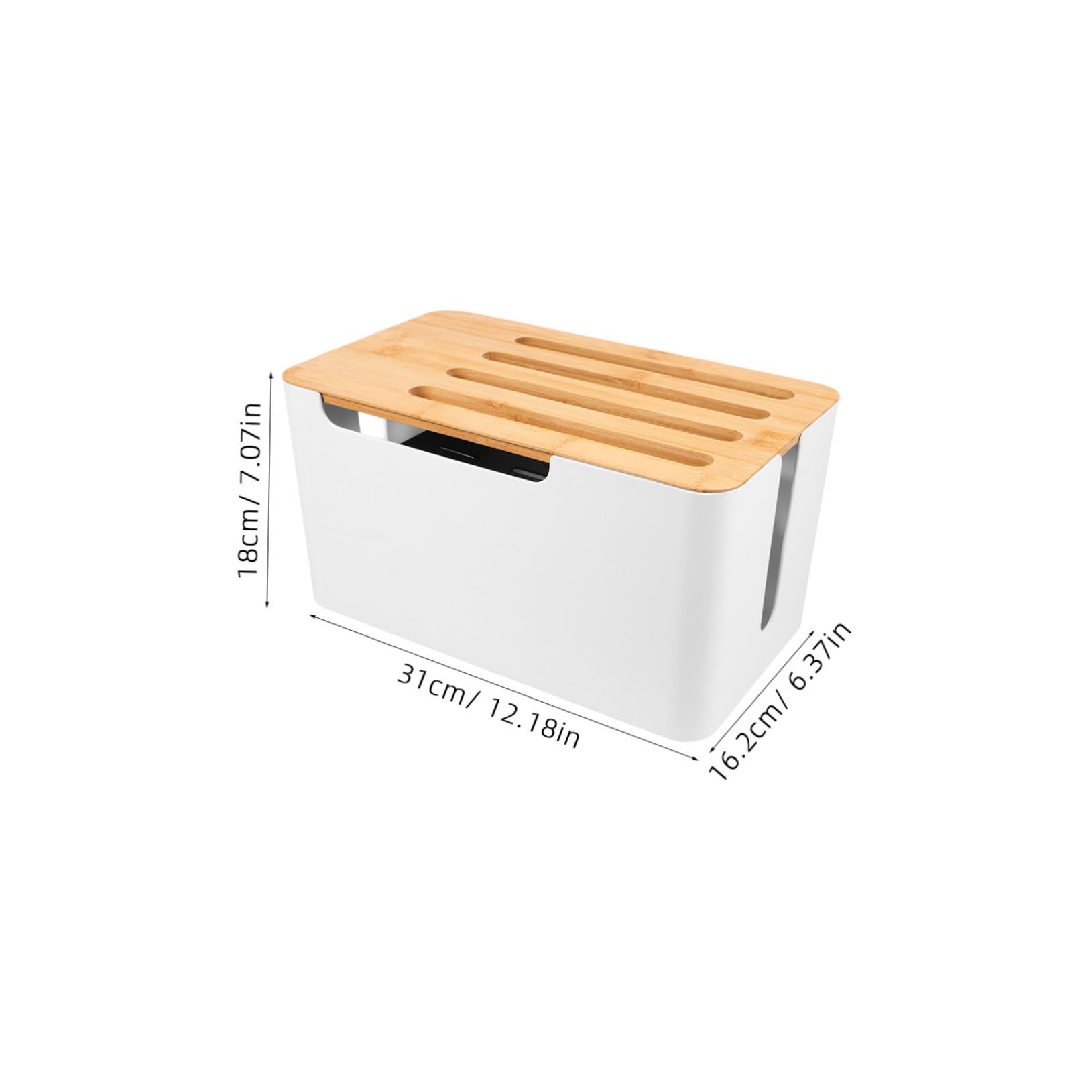 jojofuny Caja De Gestión De Cables De Alimentación Organizador De Cables Eléctricos para Ocultar Enchufes con Tapa De Bambú para Escritorio y Espacios Interiores