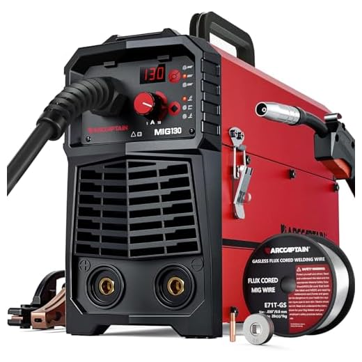 ARCCAPTAIN 130A MIG Welder, 110V Flux Core MIG Welder/Lift TIG/Stick 3 in 1 Welding Machine with Synergy, IGBT Inverter Portable Gasless Welder Equipment with Welding Gun and 2lb Welding Wire