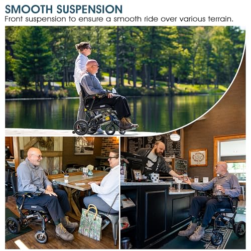 Pride Jazzy Ultra Light Power Wheelchair with Accessories for Pride Mobility Jazzy Ultra Light Power Wheelchair for Adults, Foldable, Only 33 lbs, Cup Holder, LED Lights, Extended Warranty