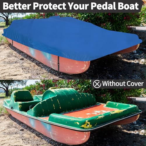SPORTYOUTH Pedal Boat Cover, Universal Fit 3 or 5 Person Fishing Paddle Boat, Waterproof Anti-UV Dustproof Protective Covers Integrated with 3 Windproof Buckle Straps - Blue