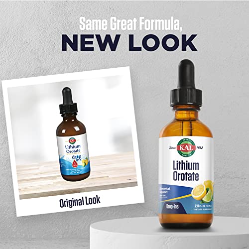 Kal Lithium Orotate Dropins, Chelated | Mood & Relaxation Support | Natural Lemon Lime Flavor | 2Oz, Approx. 60 Serv. #TOP2