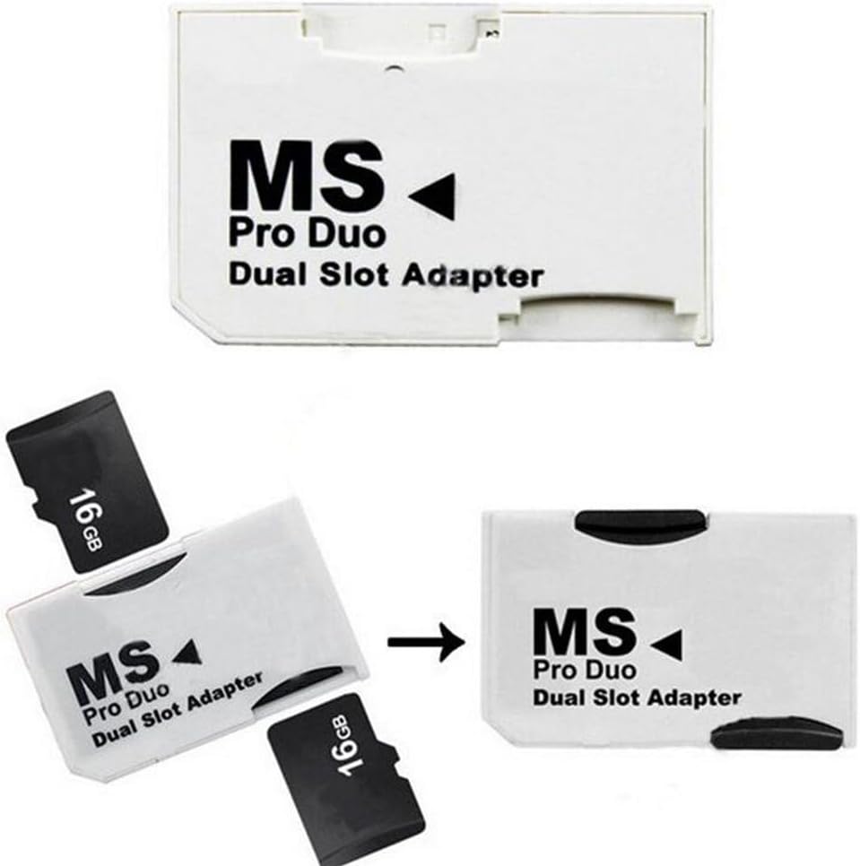 FunDisc Micro SD SDHC Memory Card To DUAL SLOT Memory Stick MS PRO DUO Adapter For Sony Cyber shot Camera, Sony PlayStation PSP 1000 2000 3000 E1000 3001 3003 By UkMobileAccessories